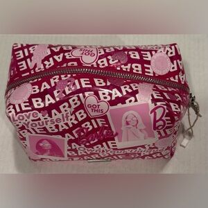 Barbie Pink Graphic Cosmetic Bag with Logo Print
